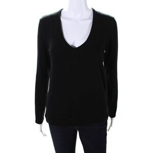 Feel the Piece Terre Jacobs Womens Long Sleeve V Neck Shirt Black Size XS/S